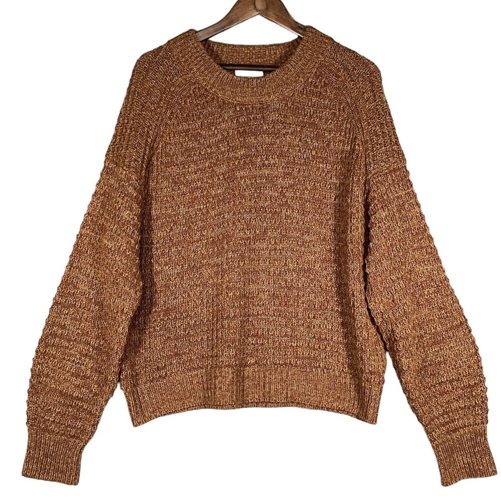 Universal Thread Sweater Women Size L Caramel‎ Brown Thick Knit Short Length R73